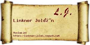 Linkner Jolán névjegykártya